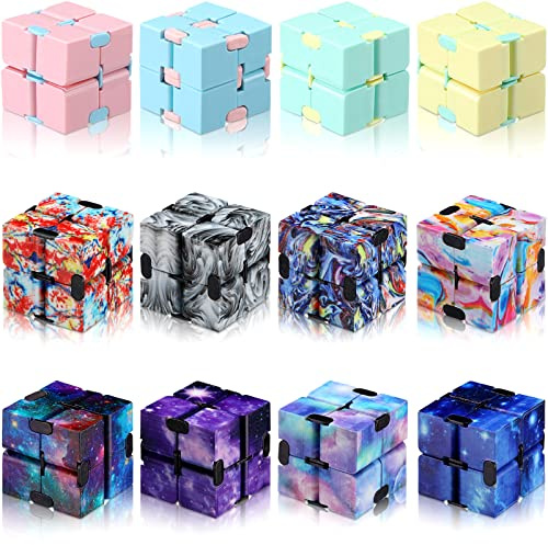 12 Pieces Mini Cube Blocks Desk Toy Magic Sensory Tool Blocks Puzzle Flip Cube for Teens Adults Birthday Favors