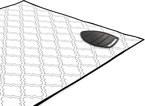 Encasa XO Bügelmatte (Groß 120x70 cm) mit 3 mm Polsterung & Silikonbügel für Dampfbügeln auf Tisch oder Bett - Hitzebeständige Tischbügeldecke, bugeltischauflage bugelunterlage - Weiße Fliesen