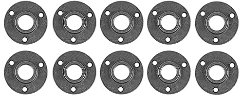 Niubid 10 Pack 3/4 inches Malleable Cast Iron Pipe Flange, Industrial Pipe Flanges for Threaded Black Pipes and Fittings, DIY Steampunk Industrial Vintage Style.