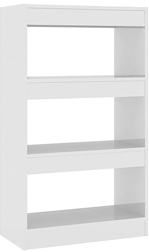 vidaXL Bücherregal Raumteiler Standregal Aktenregal Wandregal Regal Raumtrenner Aufbewahrung Büroregal Dekoregal Hochglanz-Weiß 60x30x103cm Holzwerkstoff