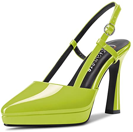 Castamere Donna Alto High Spillo Piattaforma Tacco Heel a Punta Slingback Slip-on Pumps da Matrimonio Dress 10 CM Heels Verde Lime 38 EU