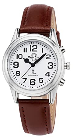 Master Time Funk Quarz Sprechende Damen Uhr Analog mit Leder Armband MTLA-10807-12L