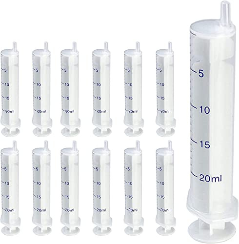 12 Stück Spritzen 20mL, Laborspritzen Plastikspritze ohne Nadel | Futterspritze, Spritze für Flüssigkeit, geeignet für wissenschaftliche Labore, Messen, Gießen, Nachfüllen