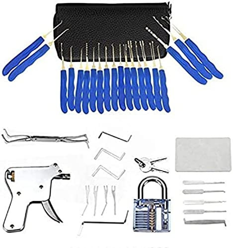 Lock Picks Set, 40 Pieces Manual Lock Repair Tool Set With Clear Practice And Training Locks For Lockpicking Lock Pick Gun For Beginner And Locksmith Training Lock Picks Set,Super,3POUR3