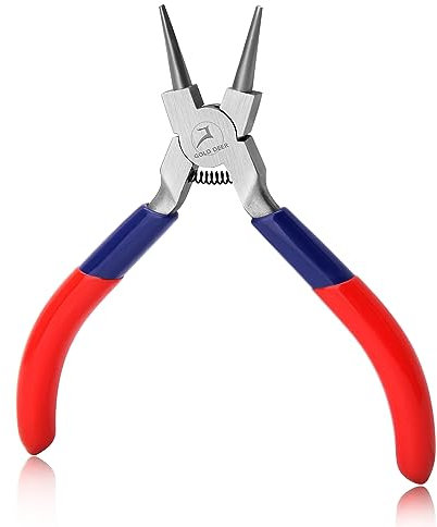 GOLD DEER Round Nose Pliers with Spring - Mini Jewelry Pliers for Wire Looping, Repair, Wrapping, Beading & Crafts