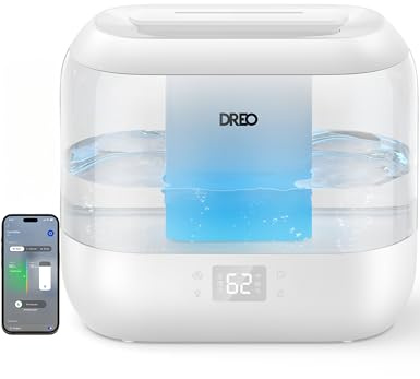 Dreo Smart Humidifiers for Bedroom, Top Fill 4L Supersized Humidifier Large Room with 28 dB, 36H Runtime, Touch/APP/Voice Control, Nightlight, Cool Mist Humidifiers for Baby, Plants, Indoor, White