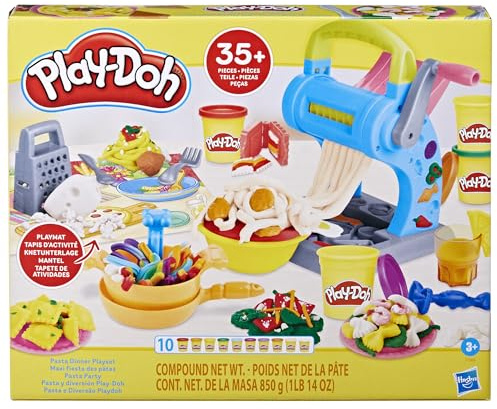 Play-Doh Pasta Dinner Spielset, Küchenspielset mit 35+ Spielküchenzubehör, Küchenspielzeug für 3 Jahre alte Mädchen und Jungen und älter