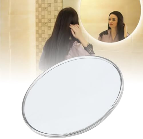 Luqeeg Spiegel mit 30-facher Vergrößerung, 15,2 cm, signalseitiger Vergrößerungsspiegel mit 3 Saugnäpfen, Reiselupenspiegel, Make-up-Vergrößerungsspiegel, geeignet für Reisen, Make-up (Silber)