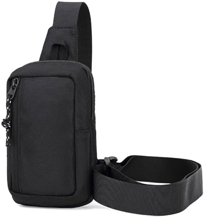A-QMZL Sling Chest Crossbody Bag, Wasserdicht Schultertasche, Crossbody Bag Brusttasche Herren Klein Umhängetasche Handy Tasche für Männer (schwarz)
