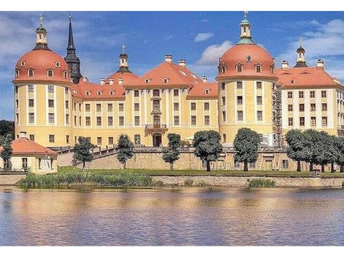 DCIDBEI Diamond Painting Landschaft Deutschland Moritzburg 50x40 cm | Diamond Painting Eckige Steine Landschaft Perlen Bilder Diamant Painting Bilder Erwachsene Schloss Landschaften Häuser