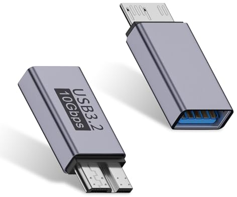 Duttek USB a to Micro b Adapter 10Gbps, USB-C to Micro USB 3.2 Gen 2 Fast Charging Adapter Compatible with iPhone 15 Plus/15 Pro Max, WD My Passport External Drive 2 Pack