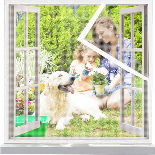 Zanzariera per Finestre adesiva zanzariere, 50x80cm Bianco zanzariera porta finestra zanzariere senza perforazione incl nastro di fissaggio er Tende Finestre