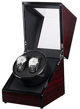 LVUNZJCA Uhrenbox Elektro-Shaker mit Ebony Lackierung in Carbon-Faser-Leder für Damen und Herren