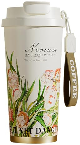 EACHPT Thermobecher 500ml Doppelwand Isoliert Edelstahl Kaffeebecher To Go, Auslaufsichere Kaffeetasse Mit Faltstroh Für Heiße Und Kalte Getränke