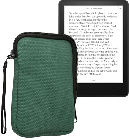 kwmobile Funda Universal para E-Book - Estuche de Tela de Lona con Cierre de Cremallera para Libro Electrónico de 7 Pulgadas - Bolsa Protectora para Ebook con Correa de Mano