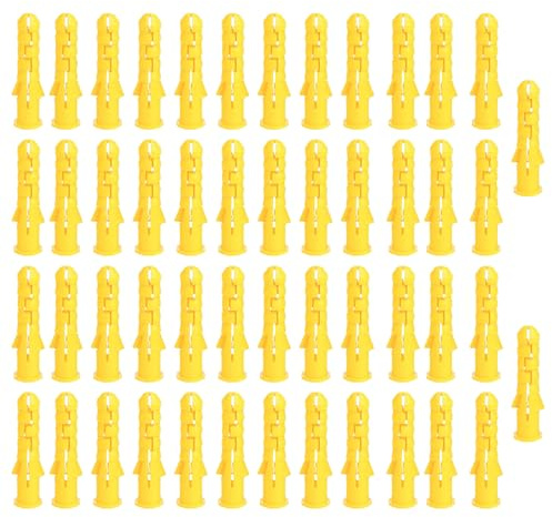 Expanding Plastic Screw Anchors, 50 Pieces of Drywall Expansion Pipe Drywall Anchors Ribbed Wall Anchors Applicable to M4 M5 Self Tapping Screws. (Yellow M6-30mm (1.18 inches))
