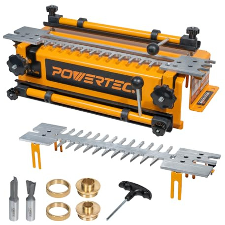 POWERTEC 30,5 cm Schwalbenschwanz-Vorrichtung mit Schablonen, Fräser-Bits und Führungsbuchse, zum Schneiden von Halbblinden und durch Schwalbenschwänze, Kastenverbindungen und Dados bei