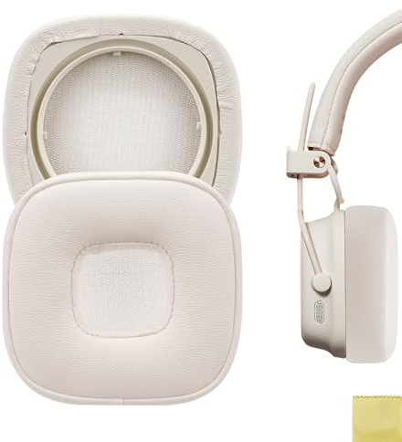 Geekria Cuscinetti auricolari di ricambio compatibili con Marshall Major V (1006832) cuffie On-Ear, parti di riparazione (Bianco)