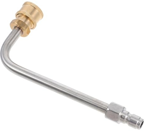 Milisten Lanza De Extensión Para Hidrolavadora 15 Cm Forma De l Para Limpieza De Canaletas y Radiadores, Accesorio De Acero Inoxidable Con Conexión Rápida De 1/4, Compatible Con Lavadora Alta Presión
