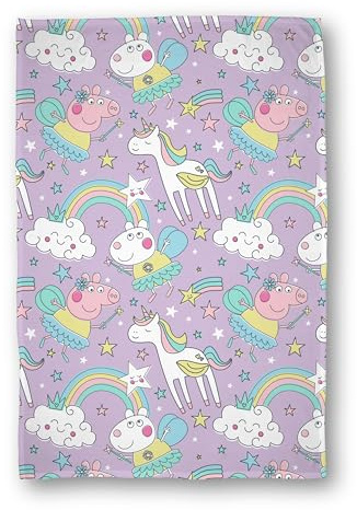Peppa Wutz lizenzierte Fleecedecke, superweich, warm, zum Schlafengehen, lila Design, perfekt für Zuhause, Schlafzimmer, Übernachtungen und Camping, 100 x 150 cm