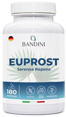 Bandini® Euprost Saw Palmetto 180 Cápsulas | Serenoa Repens con Semillas de Calabaza, Ortiga, Zinc, Vitamina D3 y B6 | Palma enana para Hombres | Extracto 20:1 estandarizado al 30% en ácidos grasos