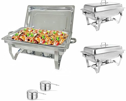 Juego de buffet Chafing Dish, calentador de alimentos portátil, servidor de buffet y calentador de alimentos, juego de buffet Chafing Dish de acero inoxidable, para buffets, bodas, banquetes y eventos