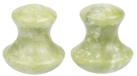 VALICLUD Natürlicher Jade zur Hautentspannung und Gesichtsmassage 2 Stück Gesichtsroller aus Grünem Jade mit Pilzform für Strahlende Pflege