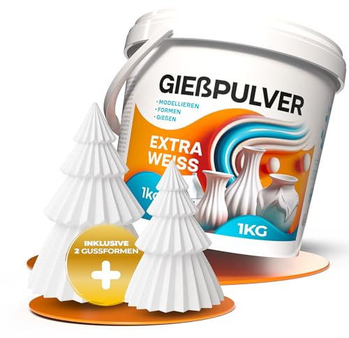 work'n'life Gießpulver Extra Weiß 1 kg Weihnachts-DIY-Set mit Form | Gestalte hochwertige Weihnachtsdeko einfach selbst – extra weißes Gießpulver inklusive passender Silikonform.