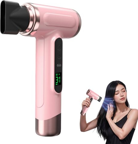 Asciugacapelli Senza Fili 15000mAh – Phon Portatile USB Ricaricabile 200W con Aria Calda e Fredda, Compatto per Viaggi, Campeggio e Dormitori Studenteschi (Rosa)