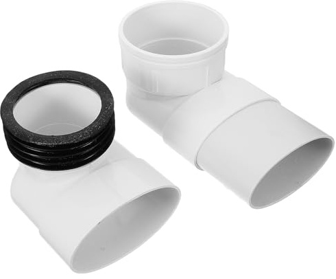 DEARMAMY Extensor De Inodoro Ajustable Brida De PVC Reforzado, Desplazador De Sistema De Drenaje Antideslizante para Baño, Juego Completo Tubo Plano De 10 Cm, Instalación Sin Obras