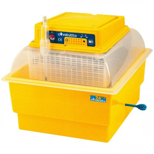 Novital Incubadora Covatutto 24 ECO, amarilla, 36,5x33x34 cm, de plástico, para gallinas, hasta 24 huevos, con volteador manual de huevos