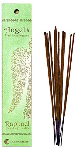 Fiore D'Oriente Incenso Angeli Raffaello 10 Bastoncini in Confezione Verde, bambù, Multicolore, 3 x 0.2 x 28 cm