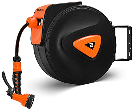 BOUDECH ® KAI 10 - Avvolgitubo Automatico per Giardino Acqua Girevole ed Autoavvolgente Montaggio a Parete (10)