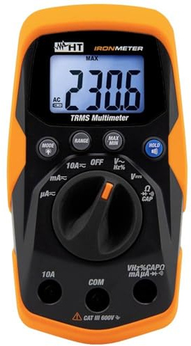 HT-Instruments Extrem Robustes Digitales Multimeter TRMS bis 600 V AC/DC mit Integrierter LED Leuchte, 1 Stück, IRONMETER