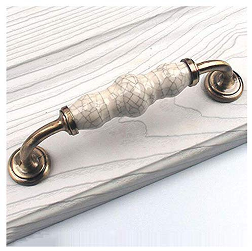 Luniquz 2pcs Türschnalle, Vintage Möbelgriffe Keramik Griff Minimalismus Renovierungsgarnitur für Zimmertüren Möbelgriffe mit Risse Maserung für Schubladen und Schrank 128mm