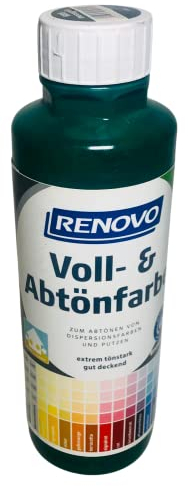 Renovo Volltonfarbe - Moosgrün 6005, 0,5 Liter, Acryl, Innen, Matt, Wasserfest, 150 m²/l, Flasche