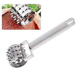 TrAdE shop Traesio BATTICARNE con Rullo Cucina BATTI Fora Carne con Punte Acciaio Inox Manzo Maiale