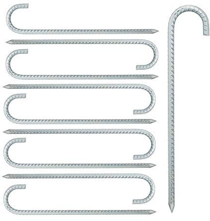 Relaxdays Ancres de Sol en Lot de 10, Sardines XL, Extra Longues, Camping, Accessoire de Tente, Acier, 39 cm, argenté