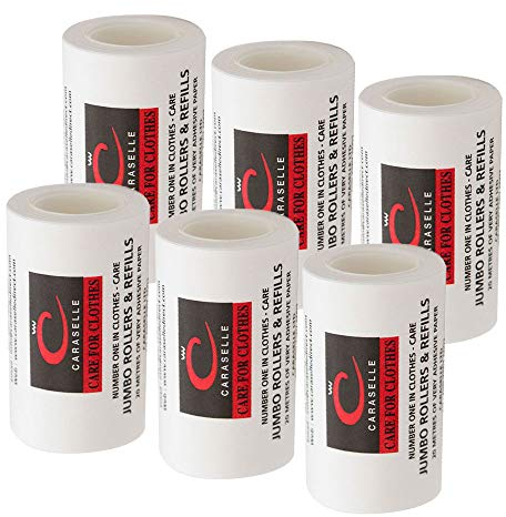 Caraselle Jumbo Lint Rollers - Versatile Sticky Lint Roller for Pet Hair, Debris used on Clothes, Furniture, & Carpet - Portable Lint Remover Refills (6 Jumbo Refills) 20m long per refill