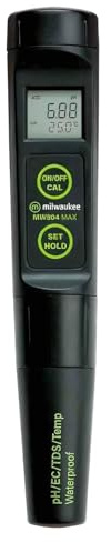 Weedness Milwaukee Pen Combigerät MW804 pH EC & Temperatur Messgerät - Garten Pflanzen Wert Pooltester Teststreifen für Pool pH-Meter Messen Wassertester Digital Aquarium Grow Anbau Indoor