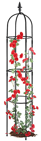 Traliccio da giardino per piante rampicanti, antiruggine, supporto per piante in metallo rivestito in plastica, gabbia per piante di pomodoro per supporto rosa, viti vegetali (1 confezione)