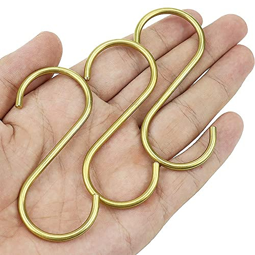 CYUaoao 6Pz Ganci a S per Appendere in Ottone 80 mm Ganci Multifunzionali Durevoli per Appendere Utensili Sacchetti per Organizzatore Appenditori per Armadio