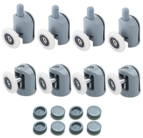 Sweieoni Duschkabine Rollen 8 Stück Duschtürrollen Laufrollen 23mm Duschkabine Duschrollen Duschtürrollen Ersatzrollen Schiebetür Rolle 4 Oberrolle und 4 Unterrolle für Glas Dusch Schiebetüren