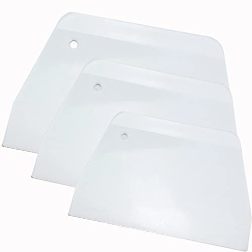 3 Piece Plastic Dough Scraper, Food Grade Trapezoidal Bread Scraper Bowl Scraper Set Multipurpose Kitchen Food Scraper for Bread Cake Fondant Icing Cream Pizza Making Size L M S