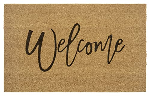 Hanse Home Kokos Fußmatte für Innen 45x75cm – Fussmatte Kokosmatte Schmutzfangmatte Welcome Design, rutschfest für Eingangsbereich & überdachten Außenbereich – Natur