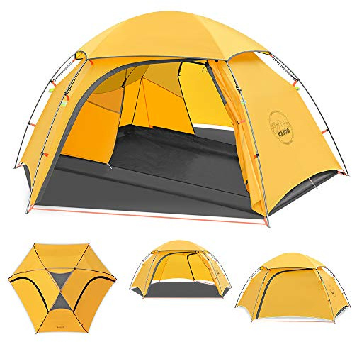 KAZOO Vattentätt ryggsäckstält ultralätt 1/2 personer lätta campingtält 1/2 personer vandringstält aluminiumram dubbelskikt (2P gul)