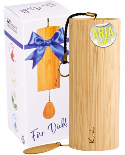 Koshi Aria Carillon chantant en plaqué bambou | Air avec emballage cadeau | Coffret cadeau Carillon éolien