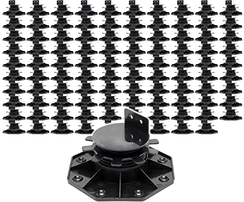 XPOtool Lot de 100x Plots de terrasse – Charge 2700 kg – Hauteur réglable 33-64 mm – en PP – Pieds de support pour Lames Dalles Lambourdes