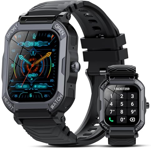 Smartwatch Uomo, 1.85 Orologio Smartwatch Uomo con Chiamate e Risposta, 113 Modalità Sport Cardiofrequenzimetro Sonno Smart Watch, IP68 Contapassi Orologio Sportivo, Fitness Tracker per Android iOS