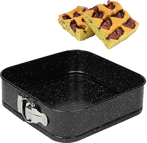 KARL HAUSMANN Moule a Charniere Carre - 28 cm - Moule à Gâteau Patisserie Antiadhésif - Fond Amovible Idéal pour Cheesecake - Moule à Manqué - Moules à Pâtisserie Carré - Moule a Gateau